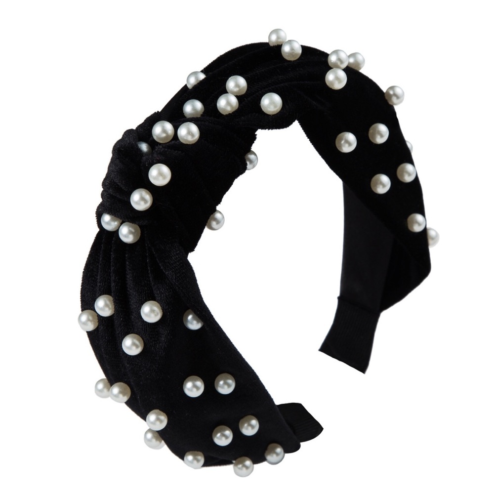 Pearl Embelished Knot Velvet Headband